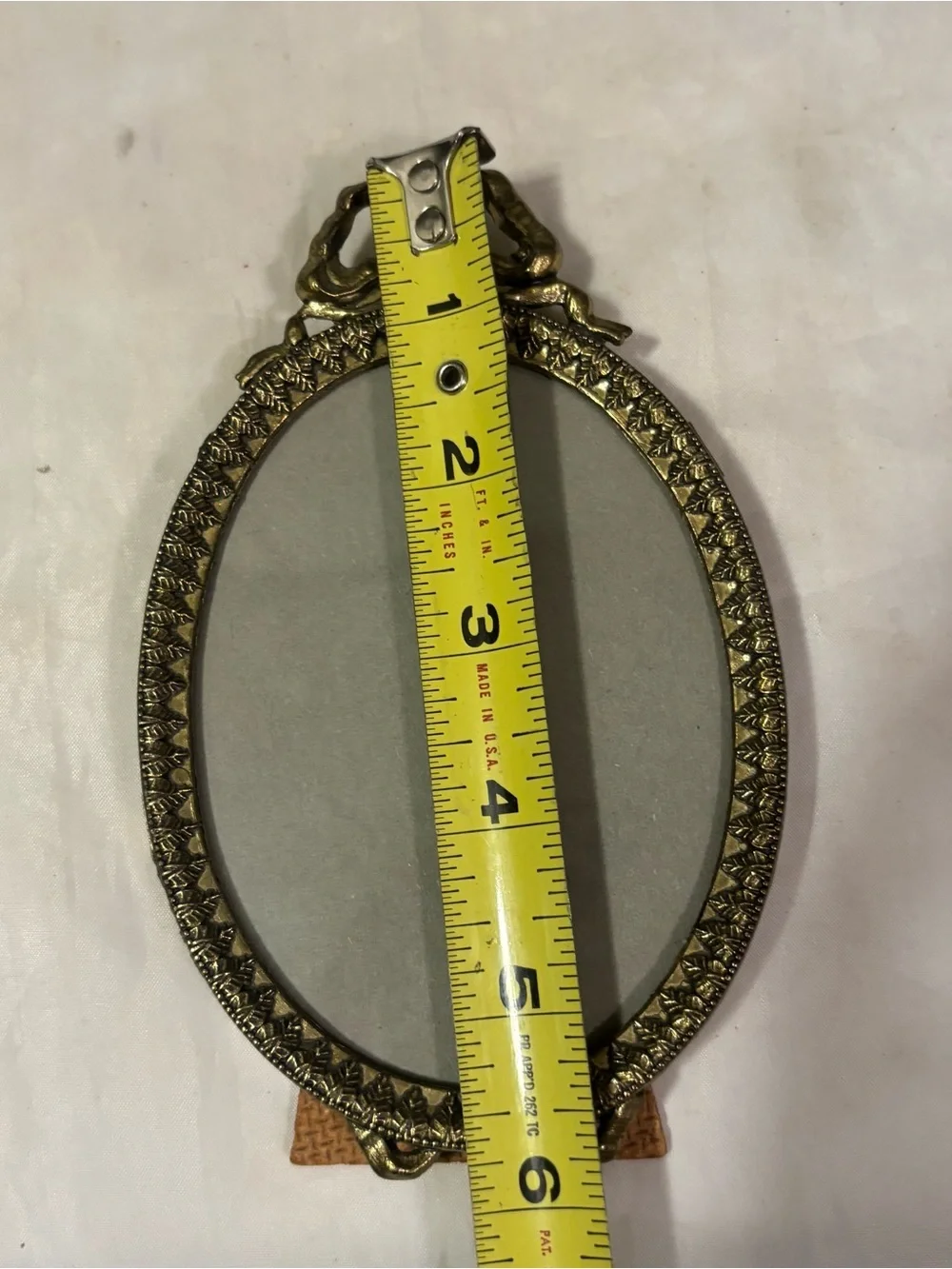 Vintage Italian Gold Oval Decorative Picture Frame with Bow Accent